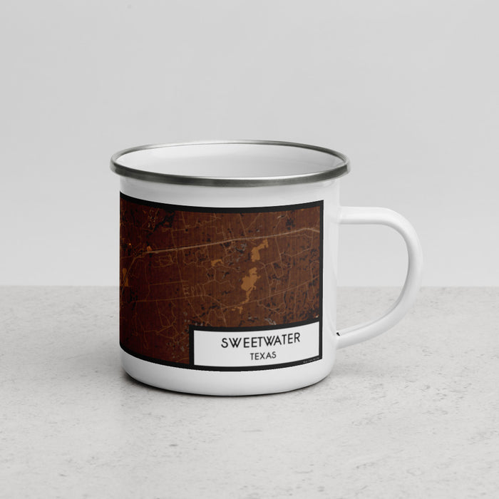 Right View Custom Sweetwater Texas Map Enamel Mug in Ember