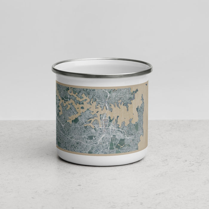 Front View Custom Sydney Australia Map Enamel Mug in Afternoon