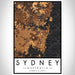 Sydney Australia Map Print Portrait Orientation in Ember Style With Shaded Background