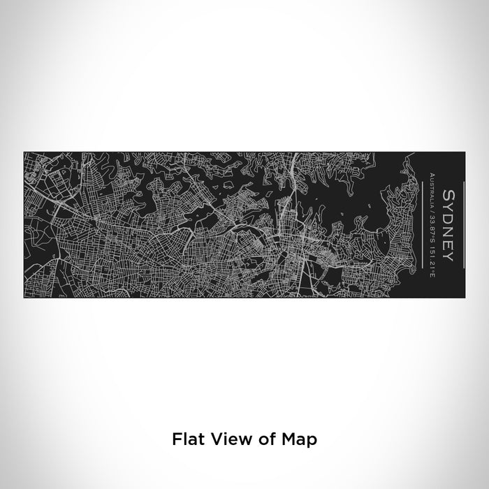 Rendered View of Sydney Australia Map Engraving on 10oz Stainless Steel Insulated Cup with Sliding Lid in Black