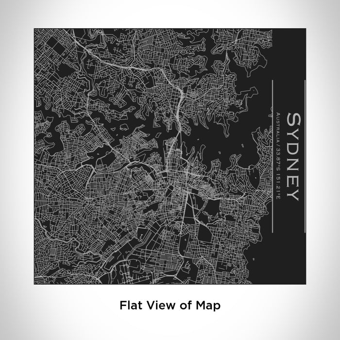 Rendered View of Sydney Australia Map Engraving on 17oz Stainless Steel Insulated Tumbler in Black