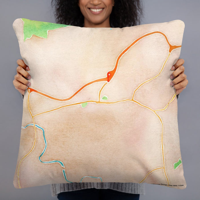 Person holding 22x22 Custom Sylva North Carolina Map Throw Pillow in Watercolor