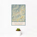 12x18 Sylva North Carolina Map Print Portrait Orientation in Woodblock Style With Small Cactus Plant in White Planter