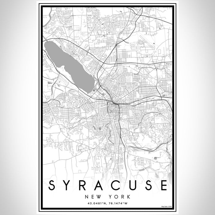 Syracuse New York Map Print Portrait Orientation in Classic Style With Shaded Background