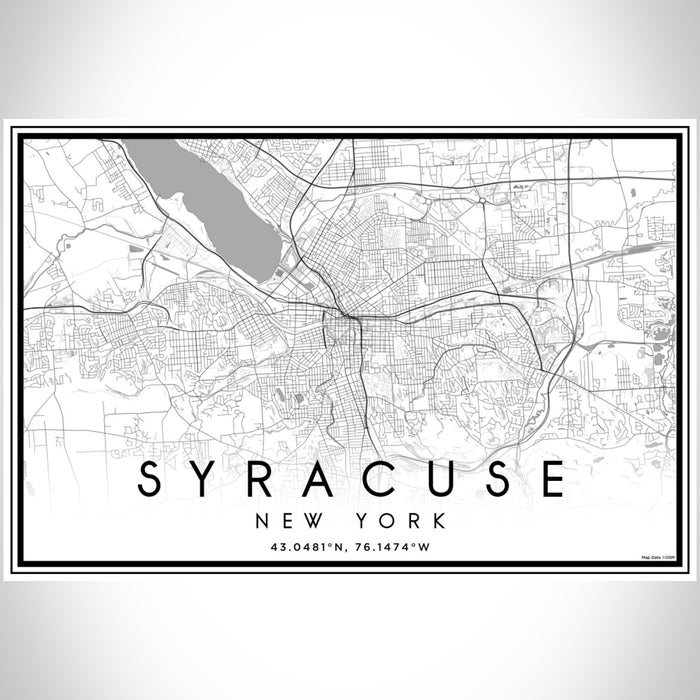 Syracuse New York Map Print Landscape Orientation in Classic Style With Shaded Background