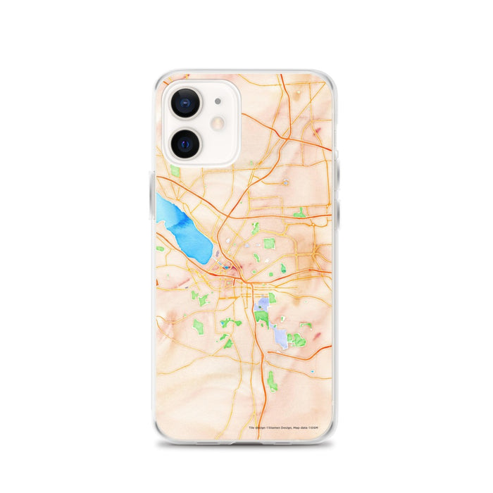 Custom Syracuse New York Map iPhone 12 Phone Case in Watercolor