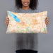 Person holding 20x12 Custom Syracuse New York Map Throw Pillow in Watercolor