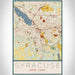 Syracuse New York Map Print Portrait Orientation in Woodblock Style With Shaded Background