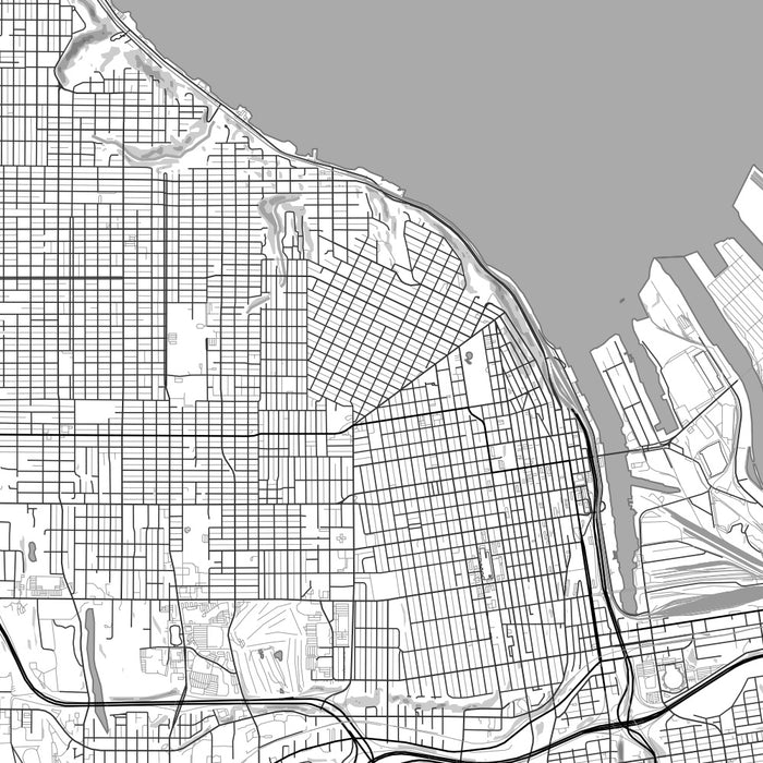 Tacoma Washington Map Print in Classic Style Zoomed In Close Up Showing Details