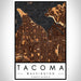 Tacoma Washington Map Print Portrait Orientation in Ember Style With Shaded Background