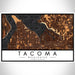 Tacoma Washington Map Print Landscape Orientation in Ember Style With Shaded Background