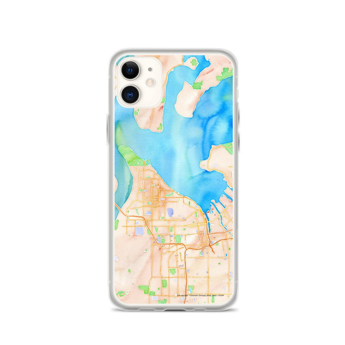 Custom Tacoma Washington Map Phone Case in Watercolor