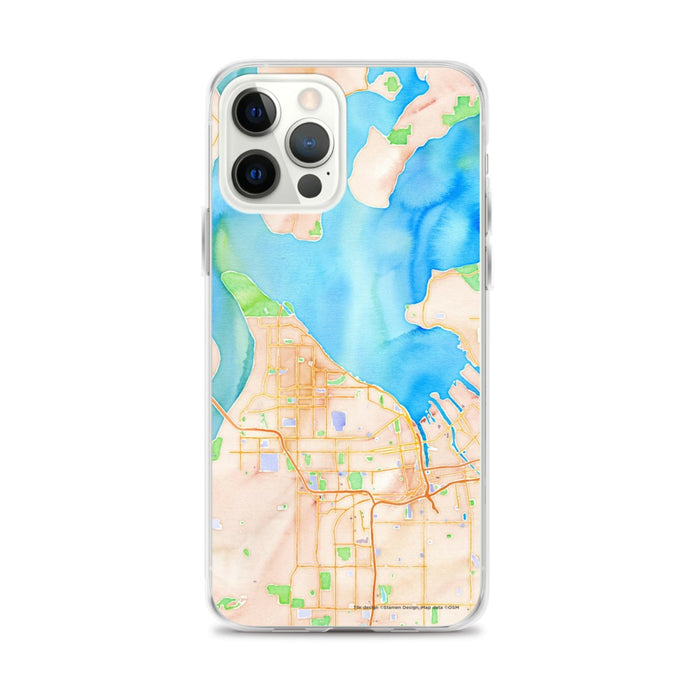 Custom Tacoma Washington Map iPhone 12 Pro Max Phone Case in Watercolor