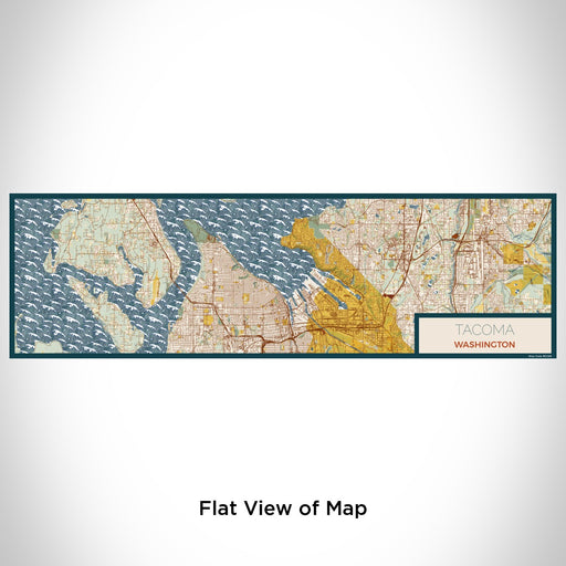 Flat View of Map Custom Tacoma Washington Map Enamel Mug in Woodblock