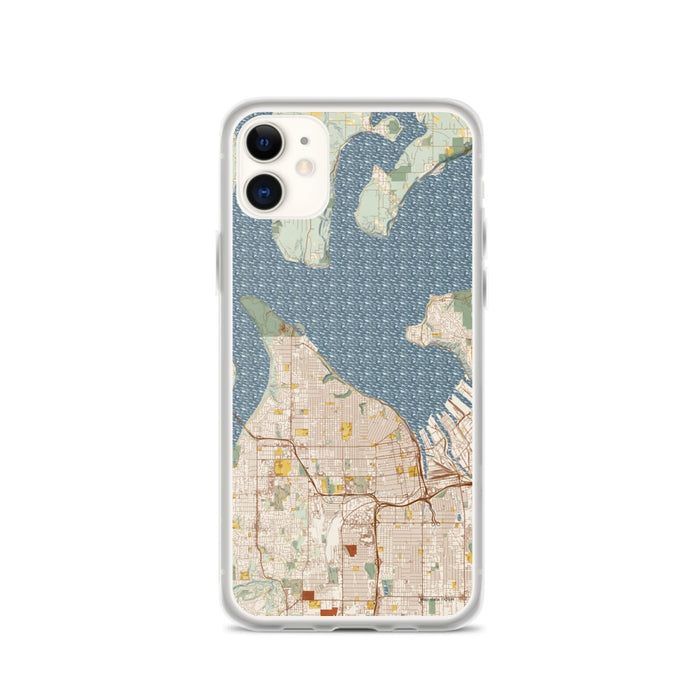 Custom Tacoma Washington Map Phone Case in Woodblock
