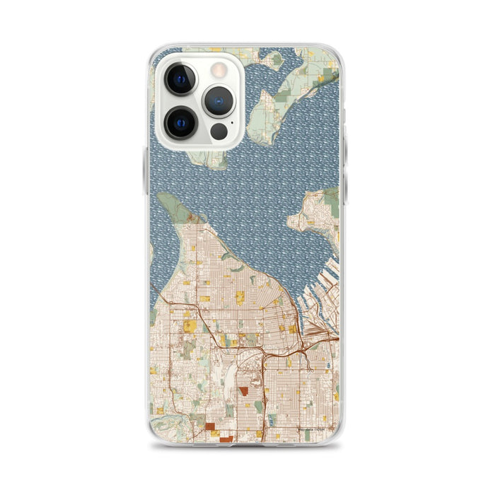 Custom Tacoma Washington Map iPhone 12 Pro Max Phone Case in Woodblock