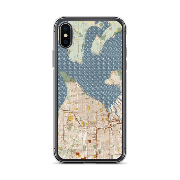 Custom Tacoma Washington Map Phone Case in Woodblock