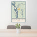 24x36 Talkeetna Alaska Map Print Portrait Orientation in Woodblock Style Behind 2 Chairs Table and Potted Plant
