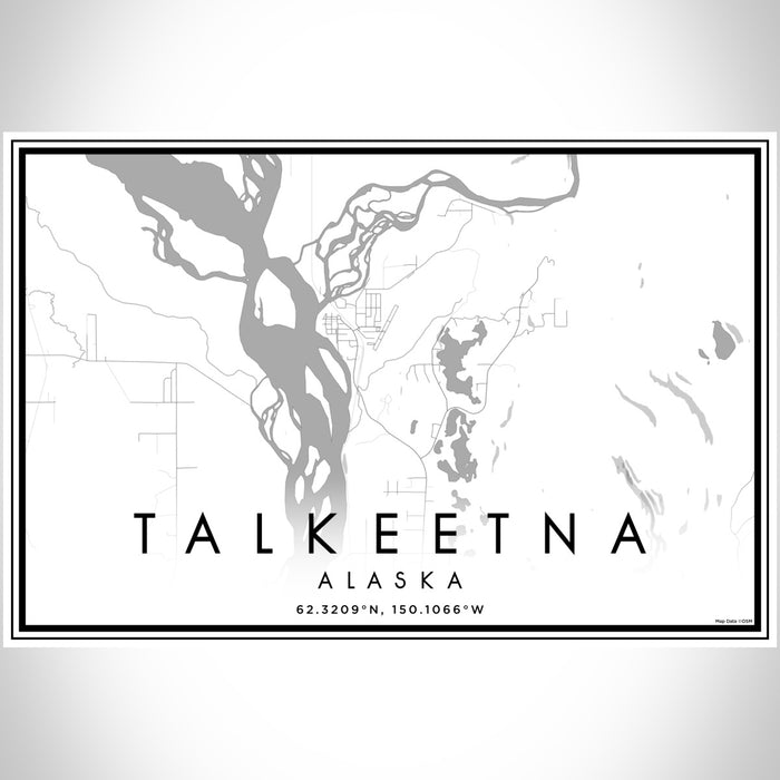 Talkeetna Alaska Map Print Landscape Orientation in Classic Style With Shaded Background