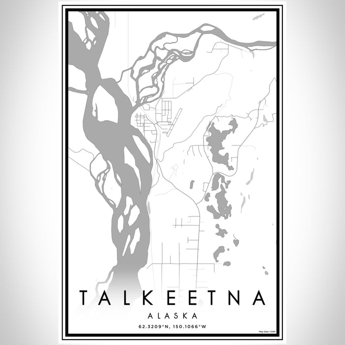 Talkeetna Alaska Map Print Portrait Orientation in Classic Style With Shaded Background