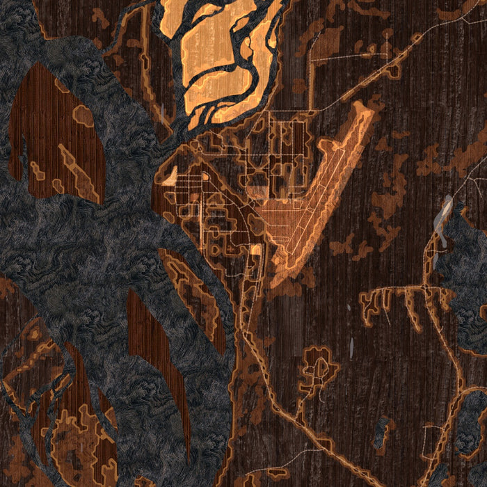 Talkeetna Alaska Map Print in Ember Style Zoomed In Close Up Showing Details