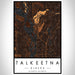 Talkeetna Alaska Map Print Portrait Orientation in Ember Style With Shaded Background