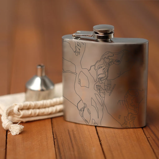 Talkeetna Alaska Custom Engraved City Map Inscription Coordinates on 6oz Stainless Steel Flask