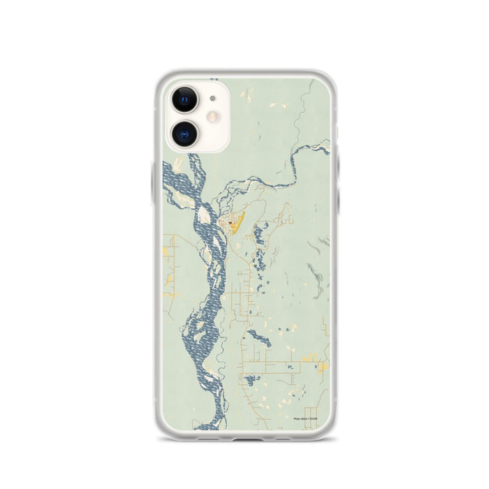 Custom iPhone 11 Talkeetna Alaska Map Phone Case in Woodblock