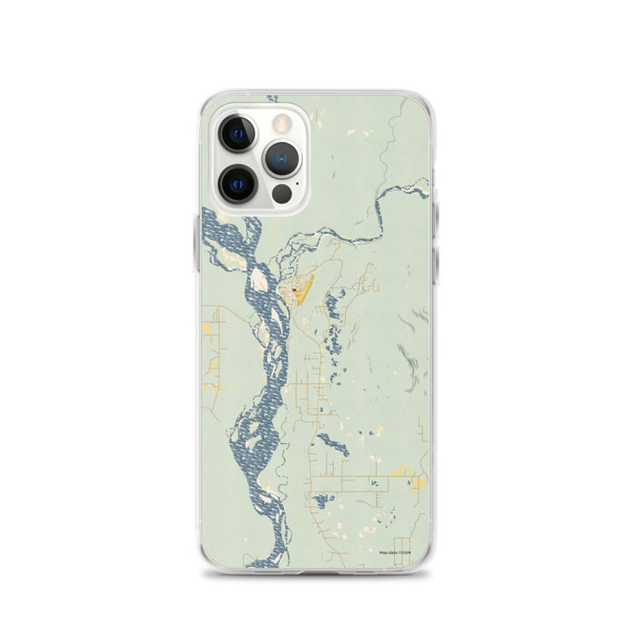 Custom iPhone 12 Pro Talkeetna Alaska Map Phone Case in Woodblock