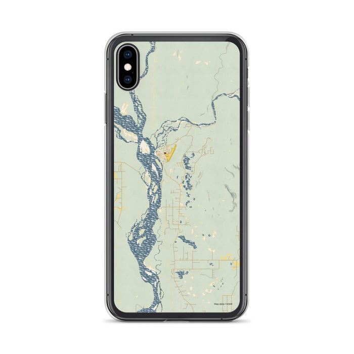 Custom iPhone XS Max Talkeetna Alaska Map Phone Case in Woodblock