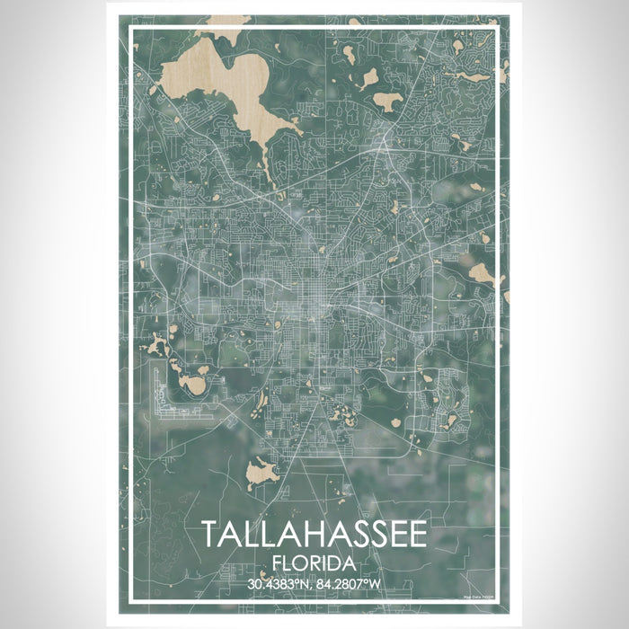 Tallahassee Florida Map Print Portrait Orientation in Afternoon Style With Shaded Background