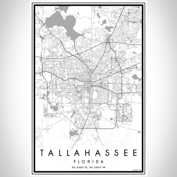 Tallahassee Florida Map Print Portrait Orientation in Classic Style With Shaded Background
