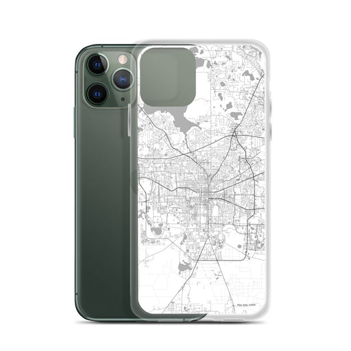 Custom Tallahassee Florida Map Phone Case in Classic on Table with Laptop and Plant