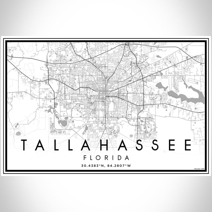 Tallahassee Florida Map Print Landscape Orientation in Classic Style With Shaded Background