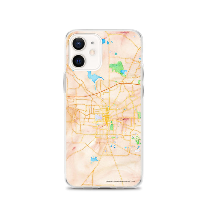 Custom Tallahassee Florida Map iPhone 12 Phone Case in Watercolor