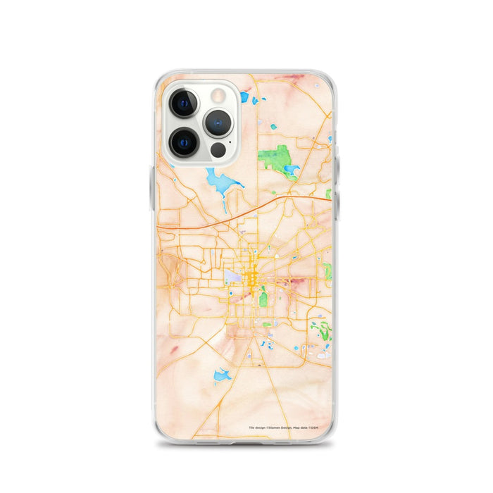 Custom Tallahassee Florida Map iPhone 12 Pro Phone Case in Watercolor