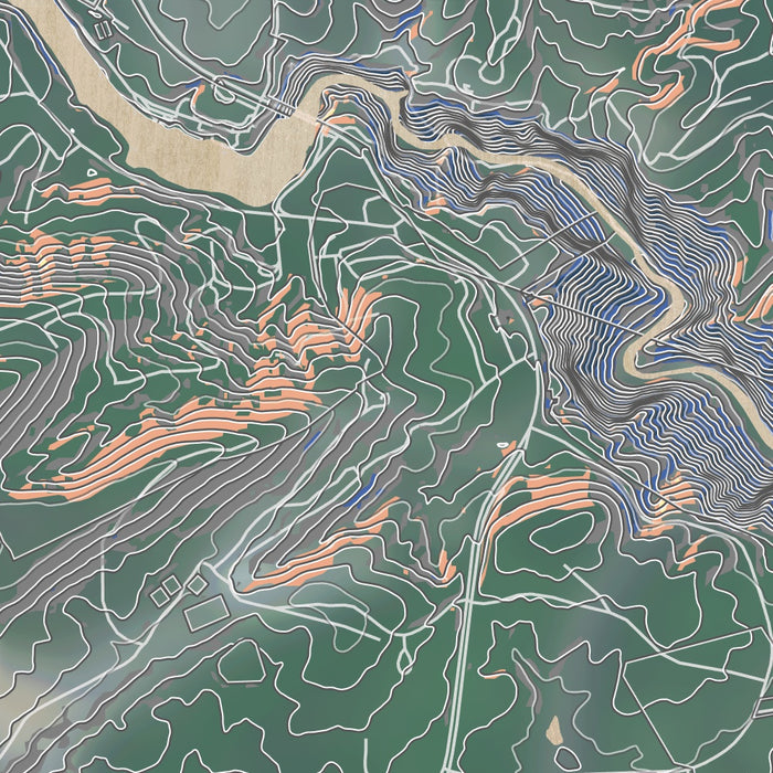Tallulah Falls Georgia Map Print in Afternoon Style Zoomed In Close Up Showing Details