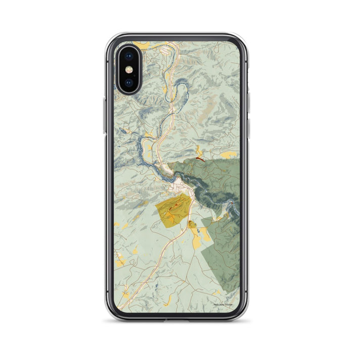 Custom iPhone X/XS Tallulah Falls Georgia Map Phone Case in Woodblock
