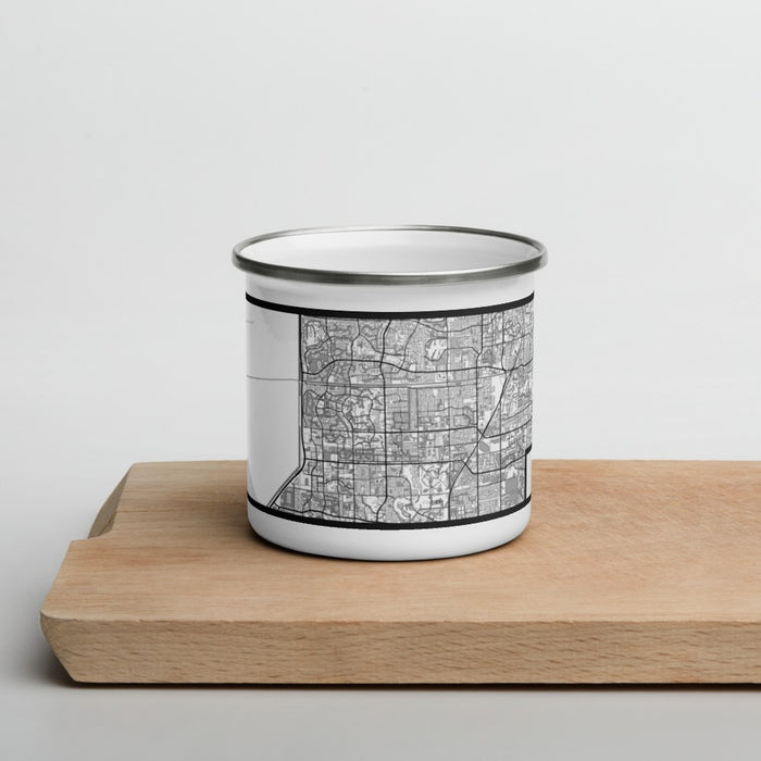Front View Custom Tamarac Florida Map Enamel Mug in Classic on Cutting Board