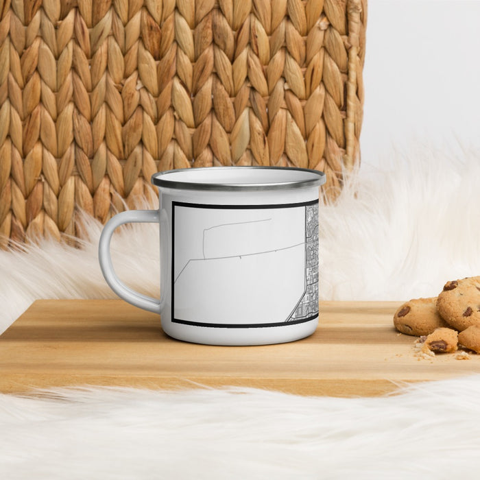 Left View Custom Tamarac Florida Map Enamel Mug in Classic on Table Top