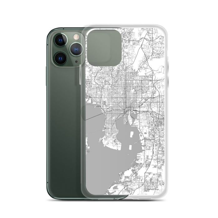 Custom Tampa Florida Map Phone Case in Classic on Table with Laptop and Plant
