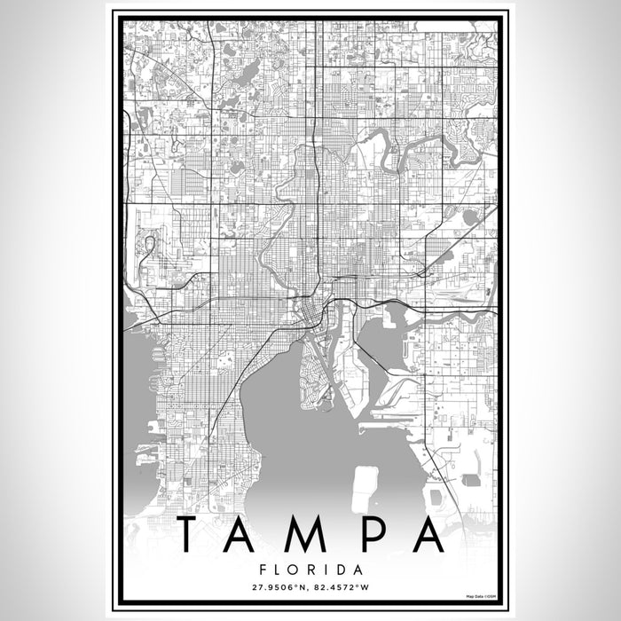 Tampa Florida Map Print Portrait Orientation in Classic Style With Shaded Background