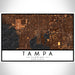 Tampa Florida Map Print Landscape Orientation in Ember Style With Shaded Background
