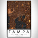 Tampa Florida Map Print Portrait Orientation in Ember Style With Shaded Background