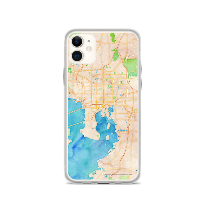 Custom Tampa Florida Map Phone Case in Watercolor