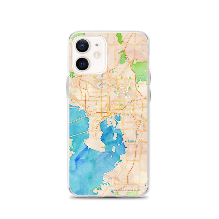 Custom Tampa Florida Map iPhone 12 Phone Case in Watercolor