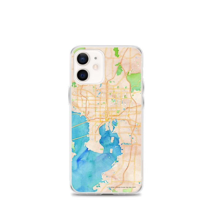 Custom Tampa Florida Map iPhone 12 mini Phone Case in Watercolor