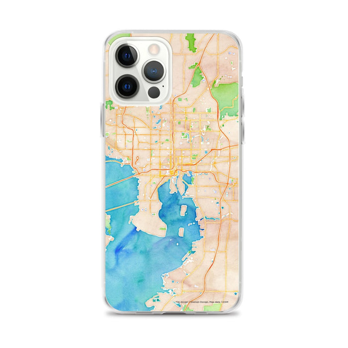 Custom Tampa Florida Map iPhone 12 Pro Max Phone Case in Watercolor