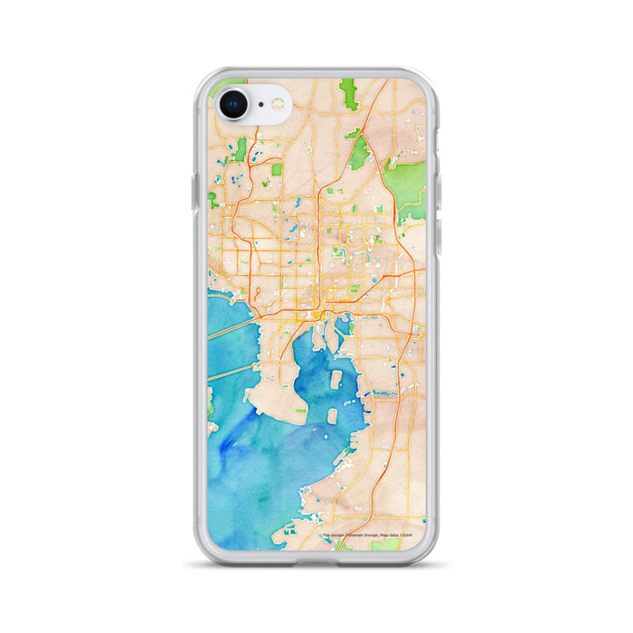 Custom Tampa Florida Map iPhone SE Phone Case in Watercolor