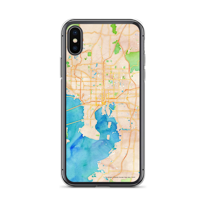 Custom Tampa Florida Map Phone Case in Watercolor